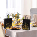 Cooraby 30 Pieces Bronzing Gold Black Paper Kraft Polka Dot Party Bags With Handle for Party Favors and Hen Parties