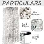 9FTx9FT Silver Big Sequin Backdrop Curtains Panels Drapes Home Party Supplies Sequin Background for Parties Shimmer Wall Backdrop Cloth and Thanksgiving Christmas