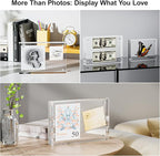 5 Pack 6x8 Acrylic Picture Frames - 20% Thicker Double Sided Magnetic Frame with UV Protection - Freestanding Clear Frameless Display for Tabletops - Modern Photo Frame Set for Home & Office Decor