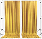 AK TRADING CO. 10 feet x 10 feet Mustard Gold Polyester Backdrop Drapes Curtains Panels with Rod Pockets - Wedding Ceremony Party Home Window Decorations