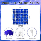 12PCS Blue Shimmer Wall Backdrop, Square Sequin Photo Backdrops Panel, Glitter Wall Background for Birthdays, Weddings, Graduation, Baby Showers, Disco Bachelorette Party Decoration (3FTx4FT)
