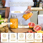 FastRack Regular Mouth Mason Jars 16 oz with Airtight Lids – Pack of 4 | Empty Glass Canning Jars for Food Storage, Fermentation, Pickling Canning, Meal Prep, Pantry Organization & Kombucha Brewing