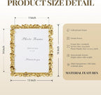 Cuspin 11x14 Picture Frame Vintage Gold Frames, Ornate Leaf Textured Hand-Crafted Resin with Glass Front, Gold Picture Frames for Tabletop Display, Retro Design Home Decor