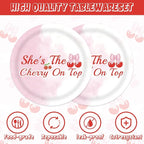 40pcs Cherry Birthday Decorations Bow Cherry Themed Plates and Napkins for Fruit Cherry Theme Birthday Baby Shower Table Decorations,for 20 Guests