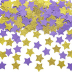 Gold and Purple Star Confetti Table Decoration for Graduation Birthday Retirement Wedding Pride Theme Party,1.2 inch in Diameter,200 Counts