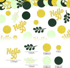 300PC Gold Glitter and Sage Green Happy 50th Birthday Decorations for Men/Women Greenery 50th Birthday Confetti for Table Fifty Party Decor Supplies
