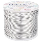 BENECREAT 15 Gauge 220Feet Soft Aluminum Wire Anodized Jewelry Craft Making Beading Floral Colored Aluminum Craft Wire for Gem Wrapping, Jewelry Craft Making - Silver