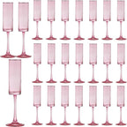 24 Pieces Pink Champagne Flutes 6 OZ Straight Sided Wine Glasses Champagne Long Stem Drinking Colored Glasses,Set of 24 Hand Blown Champagne Flutes Goblets for Wedding Cocktail Cups,Cava, Prosecco