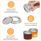 ComSaf Mini Mason Jars 4oz - 16 Pack, Regular Mouth Mason Jar with Lids and Seal Bands, Small Glass Canning Jar for Spice, Jam, Honey, Jelly, Dessert, Shower Wedding Favors, DIY Candles Decor