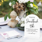 Acrylic Wedding Sign Photo Guestbook Sign for Wedding Wedding Signs for Ceremony Modern Calligraphy Arch Acrylic Table Top Sign for Wedding Reception and Event Party Table(white）