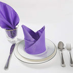 Cloth Napkins 20x20 inch Washable Polyester Dinner Napkins Soft Table Napkins for Wedding Party Dining Banquet(Purple,100PCS)
