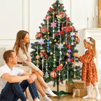 Lanpn 26pcs Christmas Ornaments Crystal Christmas Tree Decoration, Hanging Clear Acrylic Snowflake Icicle Drop Pendants for Xmas Winter Outdoor Indoor Party Decoration Red