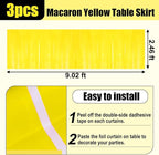 3 Pack 29x108 Inch Macaron Yellow Foil Fringe Table Skirts Metallic Banner for Tinsel Streamer Garland Backdrop for Parade Floats Wedding Thanksgiving Birthday Christmas Halloween Party Decoration