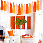 Pink-Orange Groovy Party-Decorations Tassel-Garland - 15pcs Fall Autumn Thanksgiving Harvest Tassels, Birthday Baby Bridal Shower Engagement Wedding Decor Panduola