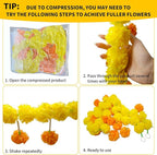 5 Pcs Marigold Garland Diwali Decor Artificial Flowers, 4.5 Feet Artificial Marigold Flowers for Indian Pooja Diwali Home Mantle Decor Wedding Decoration for All Year Decoration (Yellow＆Orange)