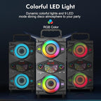 Portable Bluetooth Speakers 60W Big Powerful Wireless Loud Stereo Bass Sound Boombox Home Party Speaker with Subwoofer, FM Radio, LED Colorful Lights