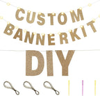 TaoBary 112 Pcs DIY Letter Kit Glitter Customizable Banner Letters Include 107 Letters and Numbers 3 Rope and 2 Needles for Birthday Halloween Christmas Wedding Valentine Party Decor(Champagne Gold)