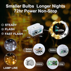 Aogist 50 Pack Fairy Lights 3 Modes 7ft 20 LED Waterproof,Silver Wire Firefly Starry Moon Mini String Lights for Mason Jars Christmas DIY Crafts Wedding Party Bedroom,Cool White&Warm White