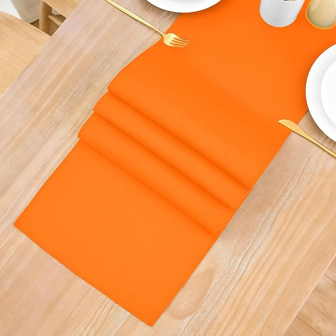 2 Pack Orange Table Runner 12 x 90 Inch Solid Color Farmhouse Runners Coffee Table Dresser for Daily Party Home Decoration