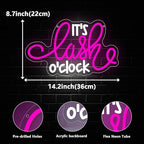 Lash Neon Sign, it's Lash O'Clock Led Neon Light Signs for Wall Decor Beauty Room Salon Nails Business Light up Sign for Lash Techs Girls Christmas Birthday Gift Dimmable USB Powered(14.2"*8.7")