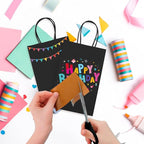 MESHA Kraft Gift Bags 200 Pack 5.25x3.75x8 Inch Small Black Paper Bags with Handles Bulk for Small Business,Birthday,Party,Wedding,Retial,Shopping Bag