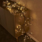 Fudios Lighted Garland Flowers for Mantle with Timer Battery 48 LED 6ft Vine Garlands for Decor with Flowers and Lights for Summer Wedding Party