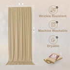 30ftx10ft Beige Backdrop Curtains for Party Background, Wrinkle Free Beige Photo Curtains Backdrop Drapes 6 Panels Back Drop Cloth for Wedding Birthday Photography Baby Shower Decor