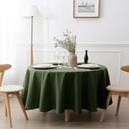 EVERLY 100% Pure Linen Round Tablecloth 90Inches for Dining,Buffet Parties,Picnic,Events,Weddings and Restaurants,Decorative Halloween,Thanksgiving Machine Washable Tablecloths-Olive Green