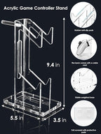 OAPRIRE Headset and Controller Stand, Space-Saving 2 Tier Game Controller Holder, Acrylic Controller and Headset Stand for Desktop, Universal Design Compatible with PS5/PS4/Xbox/Switch (Crystal Clear)