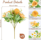 12 Packs Peonies Artificial Flowers,Silk Artificial Peonies Flowers Fake Peony Faux Floral Arrangements Bouquet for Centerpiece Table Wedding Party Home Decor Fall
