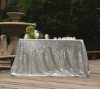 SquarePie Sequin Tablecloth 50 x 72 Inch Silver Sparkly Table Cloth for Wedding Party Decoration