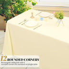 12 Packs 90 x 132 Inch Tablecloth, Beige Polyester Table Cloth for 6ft Rectangle Tables, Washable Fabric TableCover for Wedding Banquets Parties Buffet Dining Table