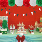 Red-Green White Party-Decorations - 23pcs Mexico Italy Tissue Pom Poms Streamers,Tassel Garland Banner,Mexican Italian Birthday Wedding Baby Shower Decor Bunting Lasting Surprise