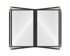 Goodsmart Restaurant Menu Covers - 25 Pack Black 8.5" x 11", 4-Page/8-View, Side-Loading Vinyl Menu Holders with Clear Sleeves, Double-Stitched, Leather-Style Café Covers, Morning Menu Homeschool