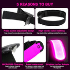 LED Armband Running USB Rechargeable(2 Pack), High Visibility Wristband for Runners, Joggers, Pet Owners, Cyclists, Adjustable Waterproof Reflective Bracelets for Night Running, Walking