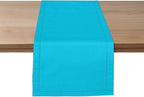 Ruvanti Linen Table Runner 108 Inches, Classic Hemstitch, Washable, Reusable, Non-Slipping, Stain Resistant- Perfect for Parties, Weddings, Dinners, Thanksgiving, Christmas, Indoor use – Blue