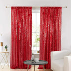 Eternal Beauty Sequin Backdrop Curtains, 2x8 Ft-2 Panels Red Back Drop for Shimmer Photography Party Wedding Birthday Decor