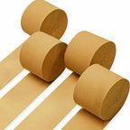 PartyWoo Light Brown Crepe Paper Streamers 4pcs 328ft Pack of Nude Boho Neutral Crepe Paper Streamers for Birthday Baby Shower Wedding Graduation Anniversary Woodland Jungle Theme Party Decorations