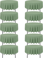 BRILLMAX 10 Pack Sage Green Round Tablecloths 90 Inch - Circle Bulk Linen Polyester Fabric Washable Table Cloth Cover for Wedding Reception Banquet Birthday Party Buffet Restaurant