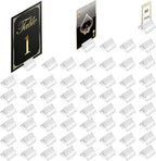 Table Number Place Card Playing Card Holders 60 Pack, Small Clear Acrylic Business Card Holder Stand for Display Paper Game Piece Picture Clip Price Board Photo Memo Menus Label Stand Party, 0.75in
