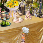 Fitable Gold Sequin Tablecloth for Parties 54x54 Inch - Sparkle Glitter Table Cloth Laser Square Overlay for Wedding Baby Shower Ceremony Birthday Holiday Banquet Decoration