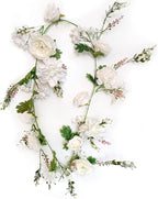 Peony Garland, Rose Flower Vine, Arch Flowers, 6' Length, Floral Garland for Decor Home Table Runner Mantle Decoration (Ivory Peony Garland)