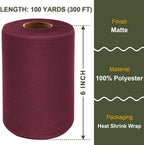 Burgundy Tulle Fabric Roll 6 Inch X 300 FT (100 Yards) Matte Tulle Ribbon Netting Mesh Spool for DIY Tutu Skirt Wedding Bow Gift Wrapping Baby Shower Christmas Party Halloween Decorations
