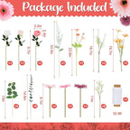Hoteam 26 Pcs DIY Flower Garland Artificial Hanging Wildflower Backdrop Set Fake Rose Eucalyptus Daisy Poppy Wild Flower Decor for Wedding Party Birthday Home Garden (White,Champagne,Pink)