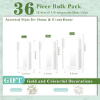Glass Cylinder Vase for Set of 36 for Centerpieces, 4,4,5 inch Tall Clear Cylinder Vase Bulk Floating Candle Holder Flower Vase for Wedding Table Home Décor and Party