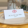 Linked Hearts Place Cards, Ruby Red (Choose Color), Set of 25, Pre-cut and Scored - Wedding, Party, Dinner, and Special Events - Made in the USA