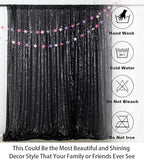 ShinyBeauty Black Sequin Backdrop Curtains 2 Panels Sequin Bakdrop 4x8FT Shimmer Backdrop for Photograph Wedding Backdrop Drapes Black Glitter Backdrop Curtain