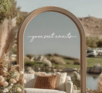 Your Seat Awaits Vinyl Decal, Wedding Seating Sticker, Mirror Decal for Seating, Please Find Your Seat Signs, Wedding Decor Sign (White, Width 20")