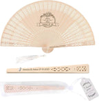 50 PCS Custom Fans Personalized Folding Fans for Line Dancing Wooden Hand Fan Wedding Favors Bulk Fans for Guests Party Event Use (Style04)