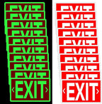 20 Pcs Glow in the Dark Exit Signs for Business 12 x 7 Inch Photoluminescent Signs Stickers for Indoor Outdoor for Business, Office, Warehouse (with Arrows)